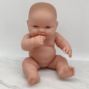 BERENGUER Heavy All Vinyl Baby Doll 14" Smiling Blue Eyes Two Teeth Sucks Thumb